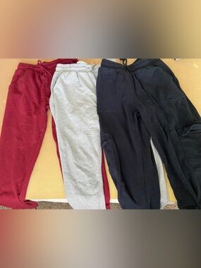 Forever 21 Women's 3-Pack Jogger Pants - Burgundy, Gray, Black